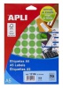 Samolep.etikety APLI kulat zelen prmr 19mm pastelov 100 ks/ A4